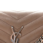 Grain De Poudre Matelasse Chevron Monogram Chain Wallet Taupe