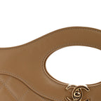 Shiny Crumpled Calfskin Quilted 31 Shopping Bag Dark Beige