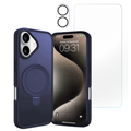 Entronix Bundle Compatible with iPhone 17 - [Magnetic] Translucent Matte Gripstand Case, 1 Clear Screen Protector & 1 Camera Lens Protector