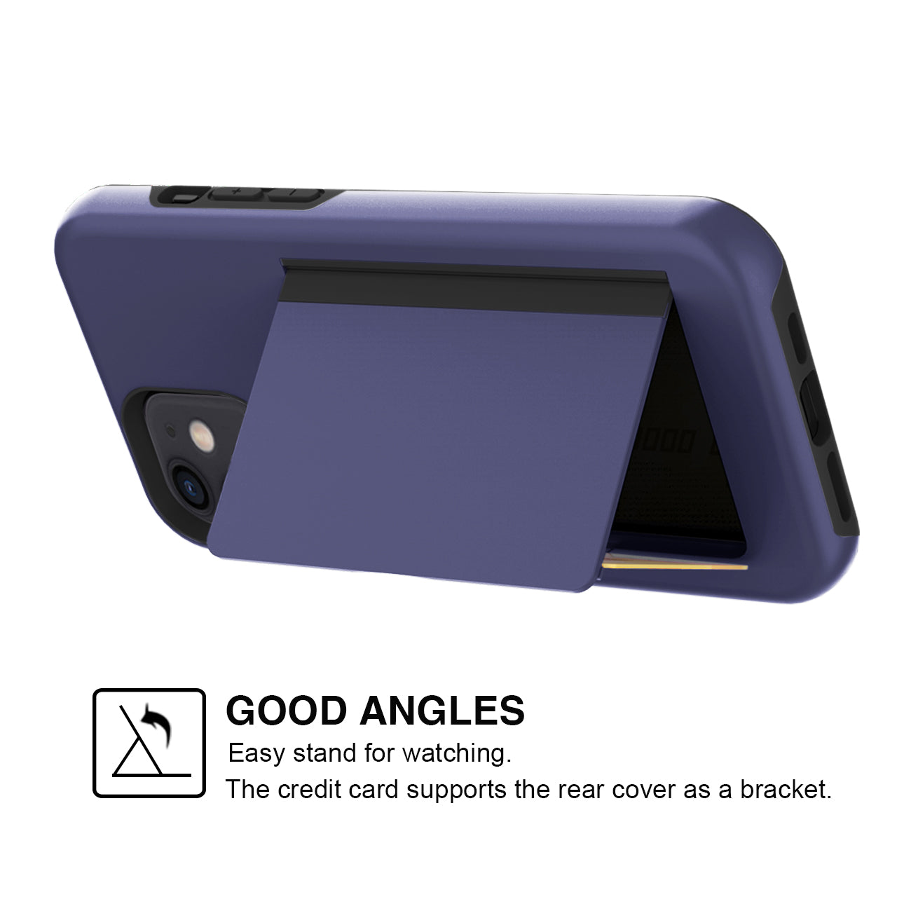 Tpu Pc Hybrid 2-In-1 Flip Card Holder Phone Case For Apple Iphone 12 Mini In Navy