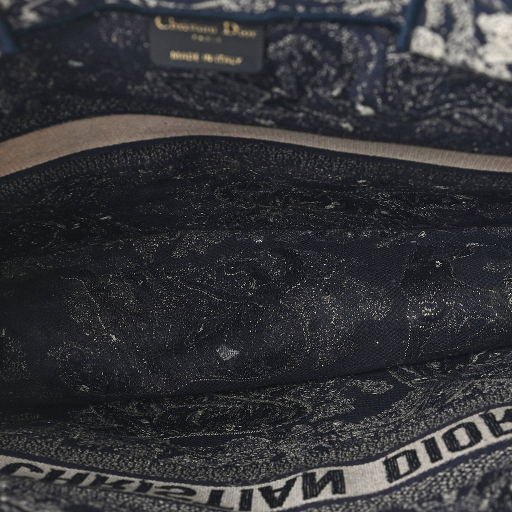 Canvas Embroidered Large Dioriviera Toile De Jouy Reverse Book Tote Blue