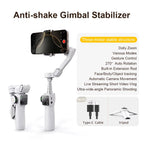 Smart V8 3-Axis Handheld Gimbal Stabilizer with Extension Rod and Tripod for Face Tracking - Compatible with iPhone, Android with Ai