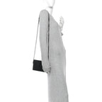 Grain De Poudre Matelasse Chevron Monogram Monochrome Envelope Chain Wallet Black