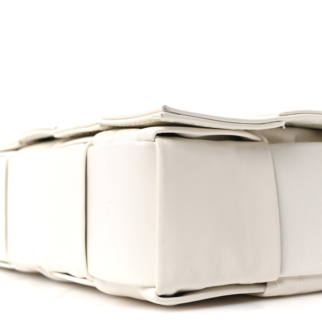 Patent Maxi Intrecciato Cassette Crossbody Bag White