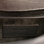 Calfskin Crocodile Embossed Medium Monogram Sunset Fog