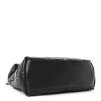 Lambskin Quilted Monogram Monochrome Medium Loulou Puffer Chain Satchel Black