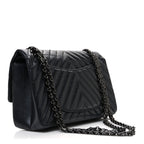 Aged Calfskin Chevron Quilted 2.55 Reissue 225 Flap So Black