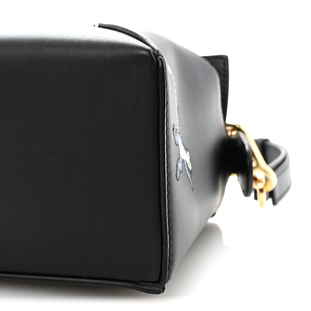 X SUNA FUJITA Satin Calfskin Small Lemur Puzzle Edge Bag Black