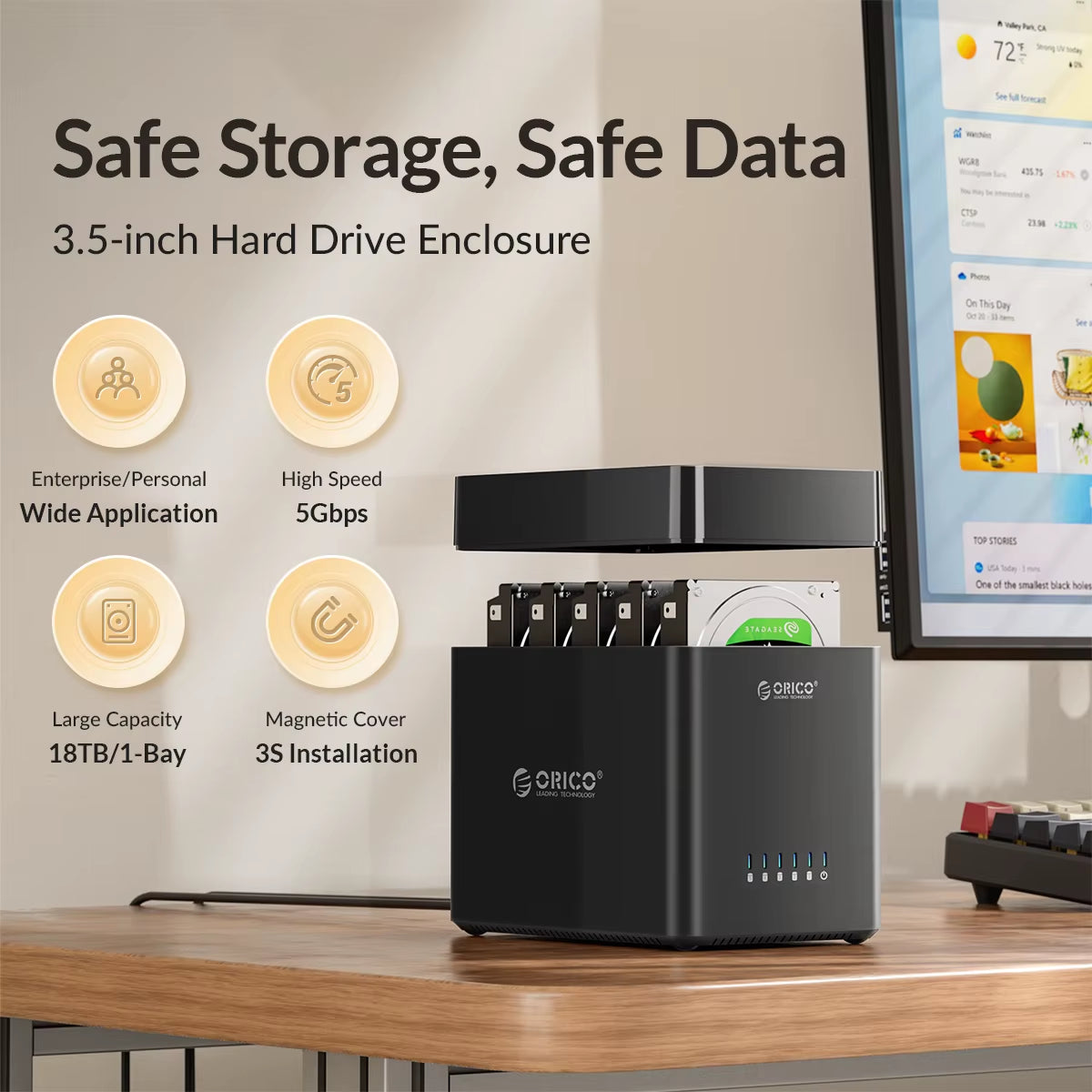 DS Series 5-Bay 3.5-Inch USB Hard Drive Enclosure with Magnetic SATA to USB 3.0 for Cryptocurrency Mining