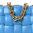 Lambskin Maxi Intrecciato Padded Chain Cassette Crossbody Bag Swimming Pool