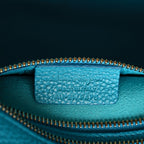 Hammered Calfskin Double Handle Small Amy Tote Turquoise
