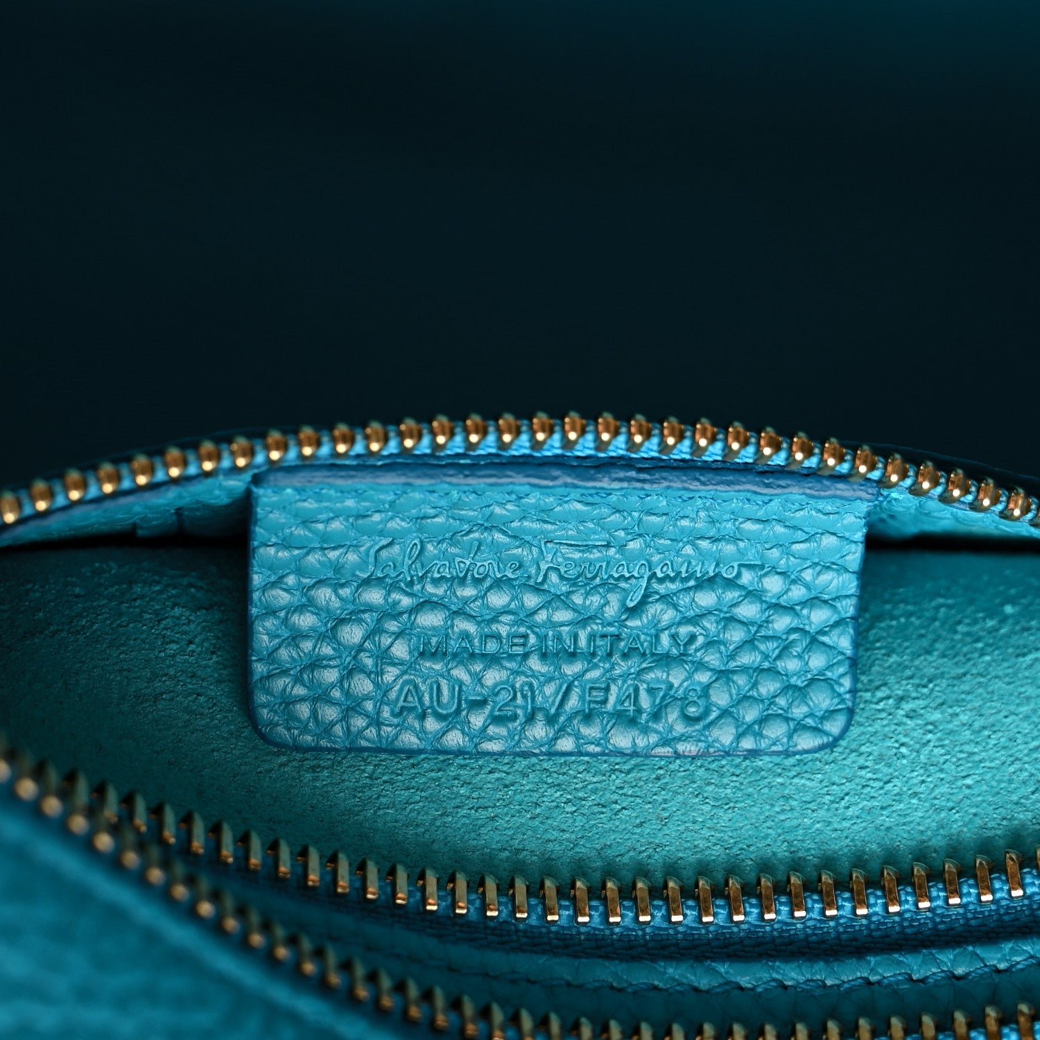 Hammered Calfskin Double Handle Small Amy Tote Turquoise