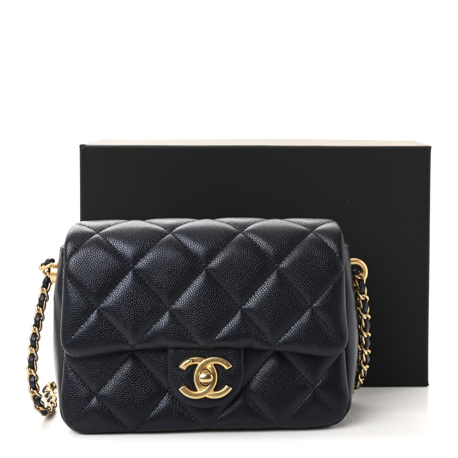 Iridescent Caviar Quilted Mini My Perfect Flap Black