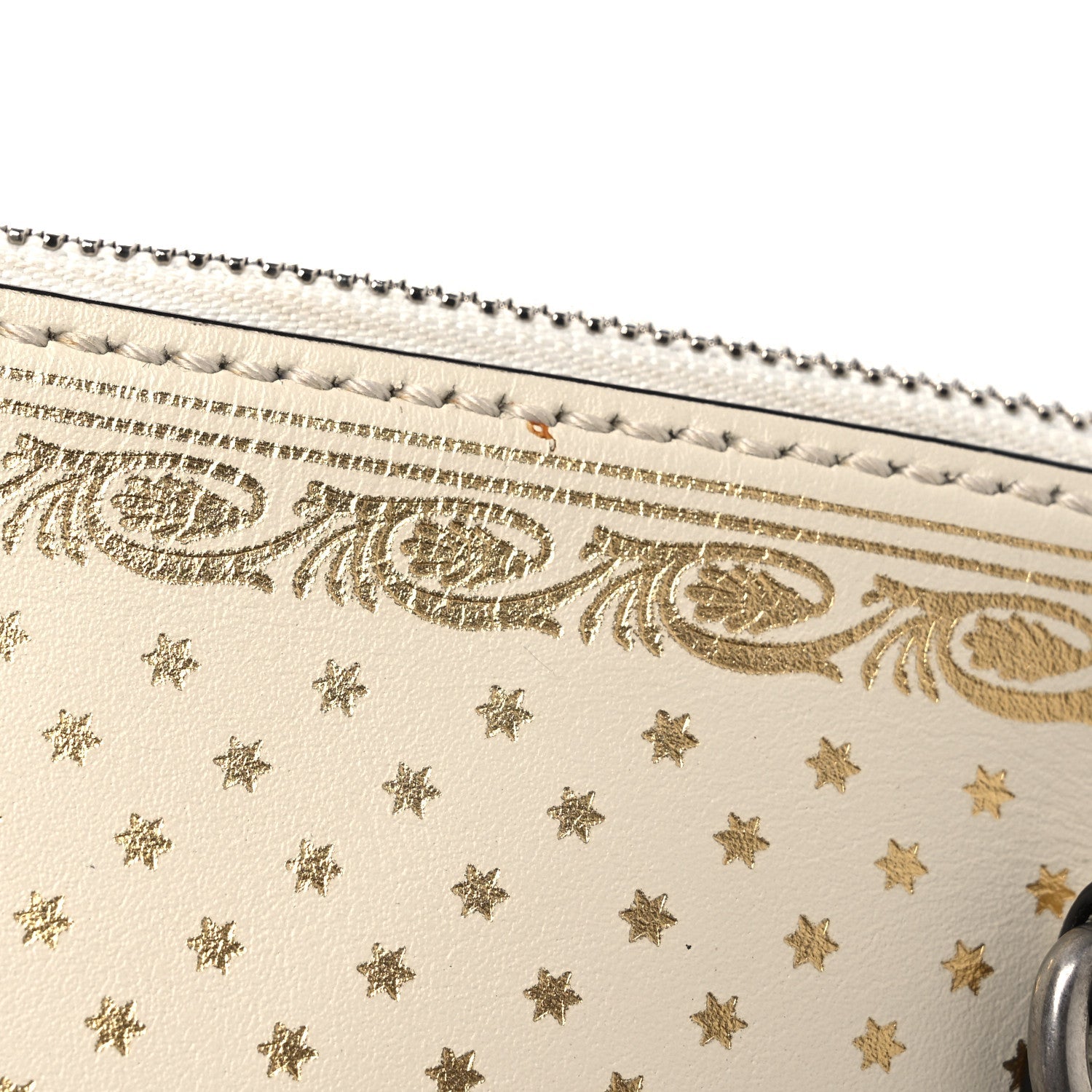 X SEGA Calfskin GUCCY Stars Mini Dome Shoulder Bag Mystic White Gold