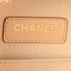 Glazed Calfskin Round As Earth Evening Bag Beige