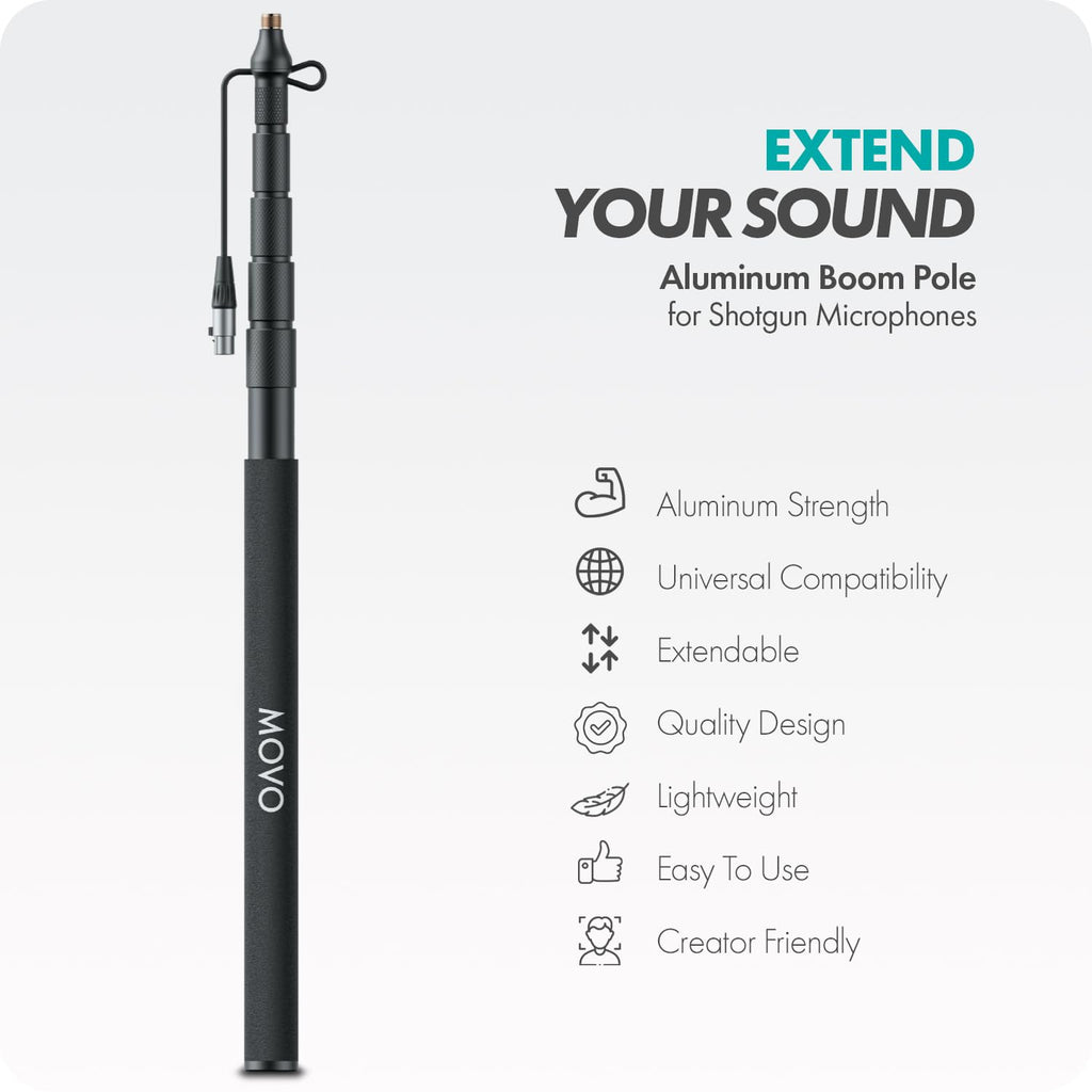 Movo CMP-17C Boom Pole for XLR Shotgun Mics