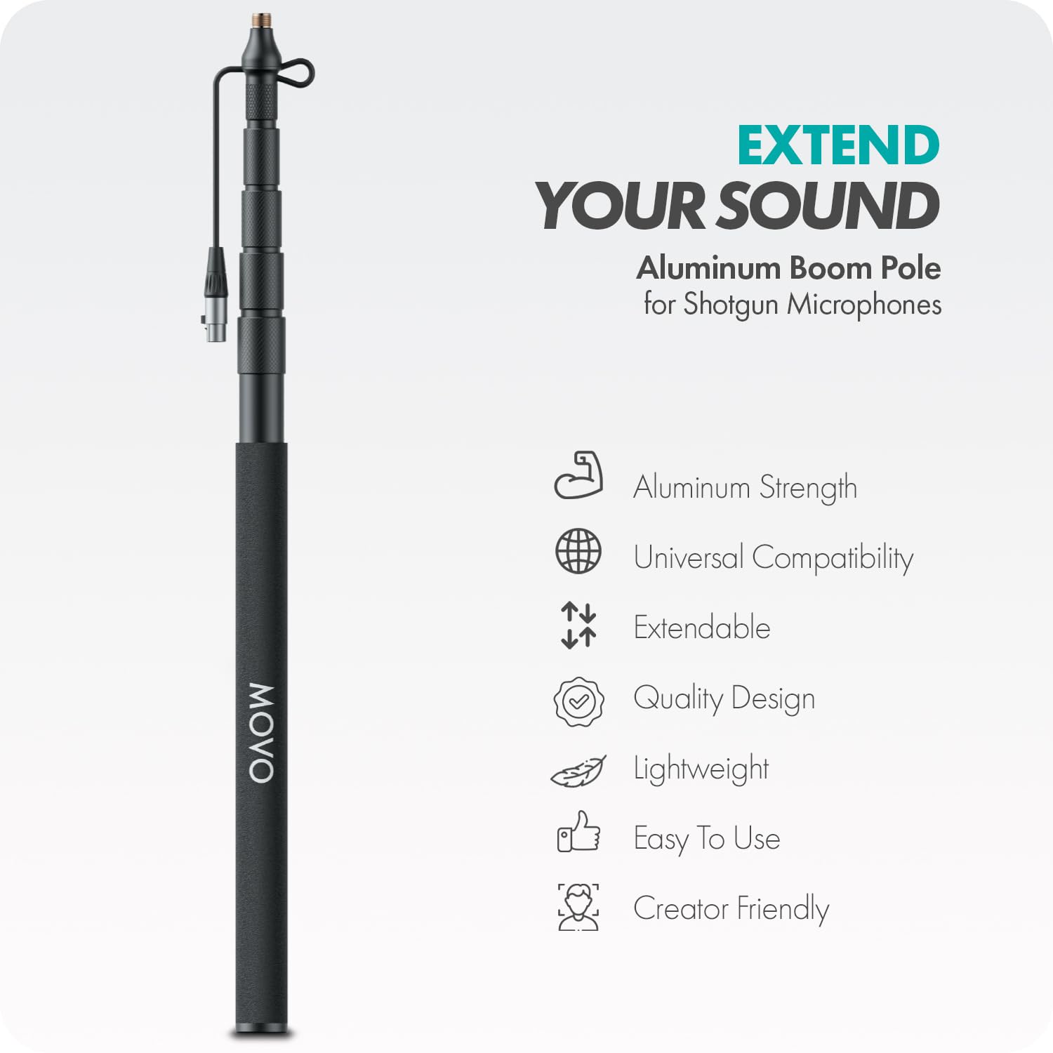 Movo CMP-17C Boom Pole for XLR Shotgun Mics