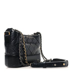Aged Calfskin Quilted Small Gabrielle Hobo Black