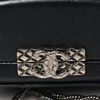 Crystal Calfskin Minaudiere Clutch Black