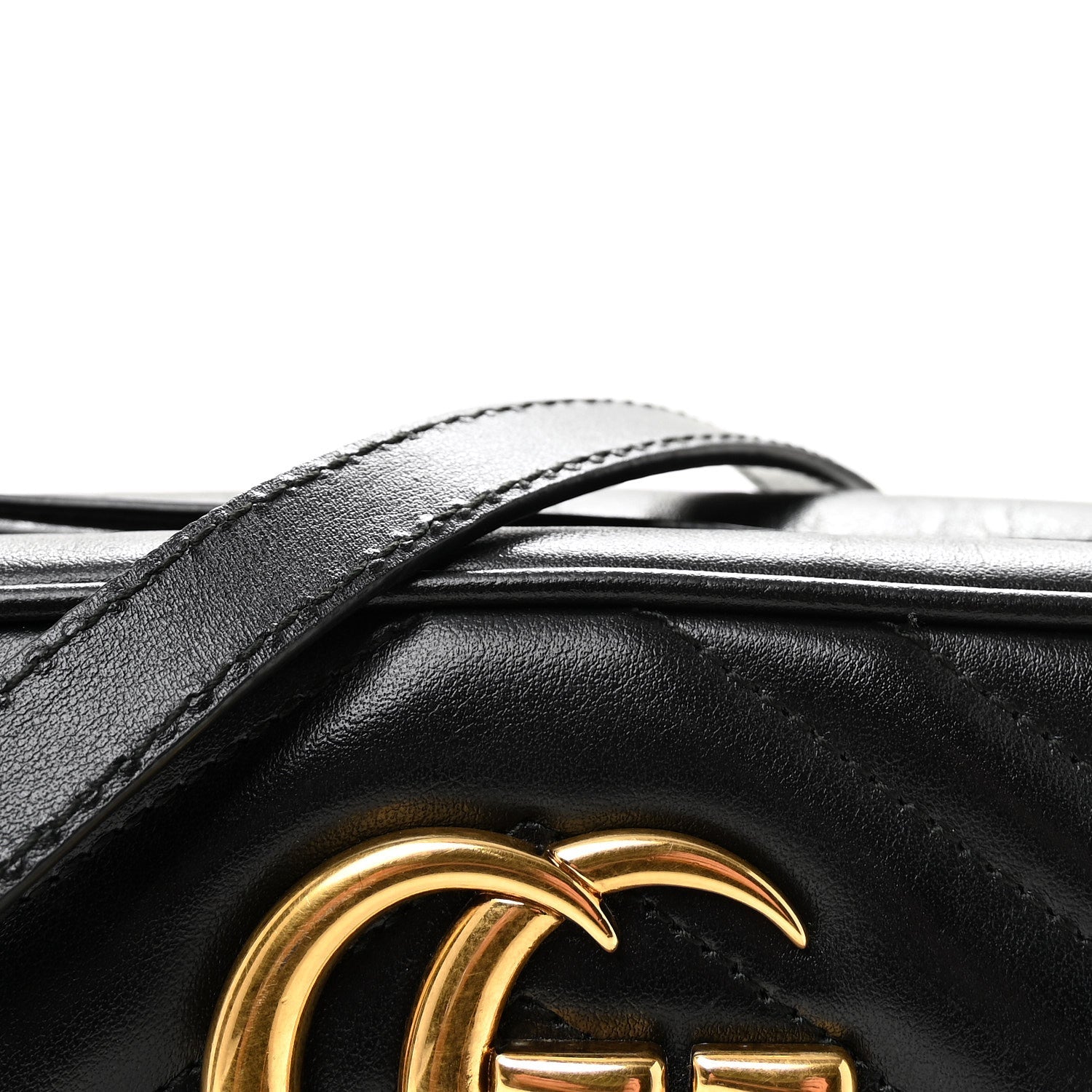Calfskin Matelasse Small GG Marmont Chain Shoulder Bag Black