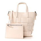 Smooth Calfskin Odita Mini Modern Lattice Bucket Bag Off White