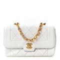 Lambskin Quilted Mini Flap Bag White