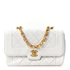 Lambskin Quilted Mini Flap Bag White