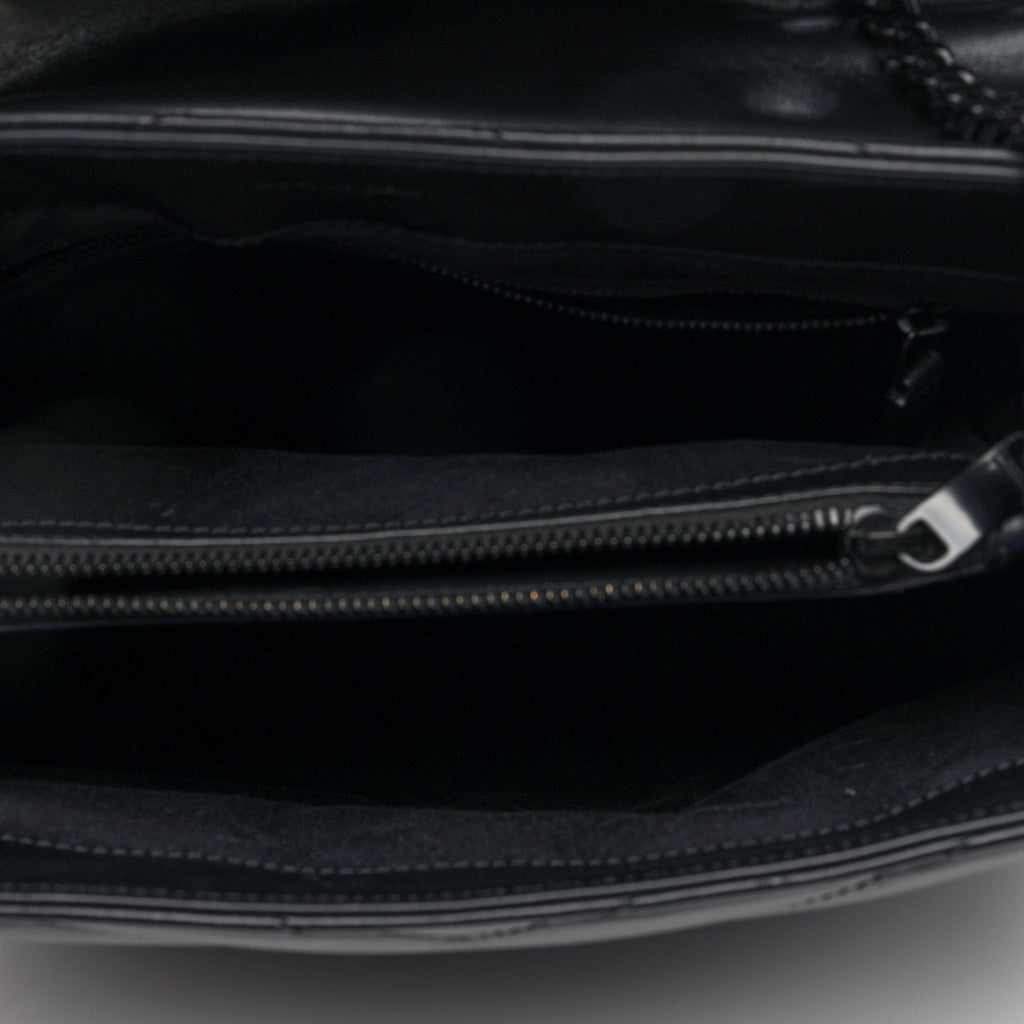 Calfskin Y Quilted Monogram Monochrome Medium Loulou Chain Satchel Black