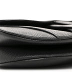 Grained Calfskin Mini Saddle Bag With Strap Black