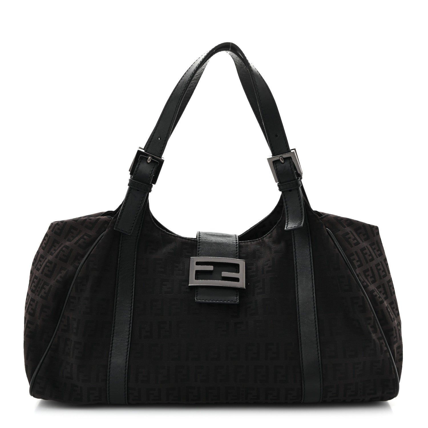 Zucchino Vitello Shoulder Bag Black Moro