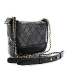Aged Calfskin Quilted Small Gabrielle Hobo Black