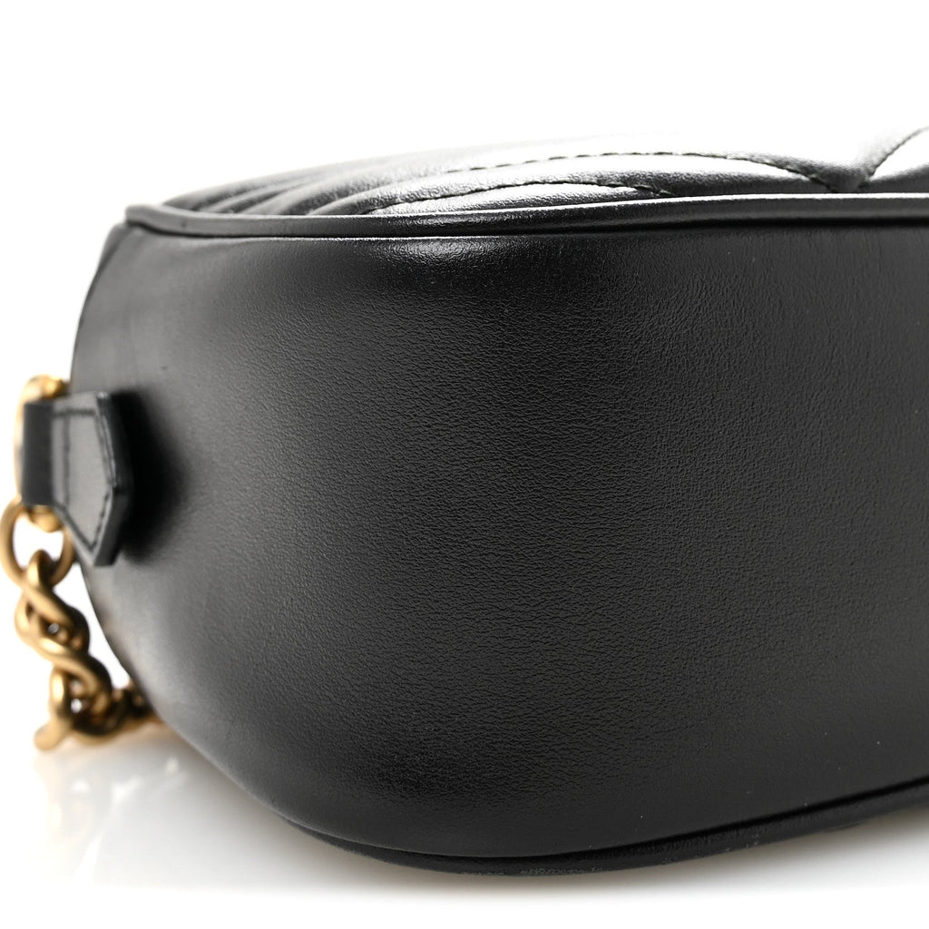 Calfskin Matelasse Small GG Marmont Chain Shoulder Bag Black
