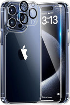 Entronix Bundle Compatible with iPhone 15 Pro - [Hard] Clear Case, 1 Clear Screen Protector & 1 Camera Lens Protector