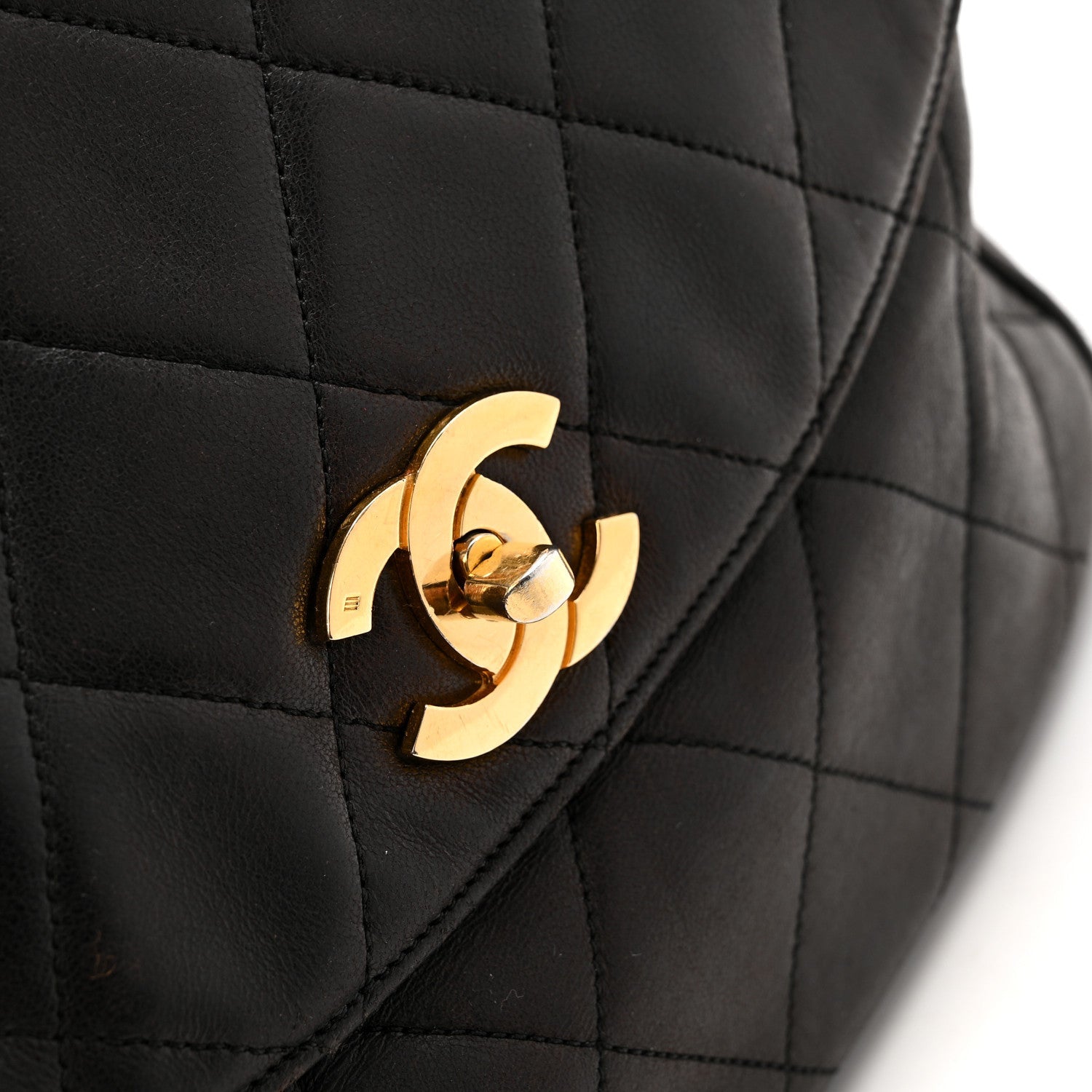 Lambskin Quilted Flap Shoulder Bag Black