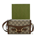 GG Supreme Monogram Mini Horsebit 1955 Shoulder Bag Beige Brown Sugar