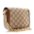 New Canvas Charisma Calfskin Crystal GG Monogram Mini Horsebit 1955 Shoulder Bag Camel Ebony