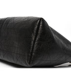 Crinkled Calfskin Macrocannage Large Voyage Bag Black