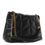 Lambskin Quilted Medium Loulou Puffer Monogram Chain Satchel Black