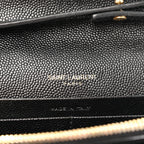 Grain De Poudre Matelasse Chevron Monogram Chain Wallet Black