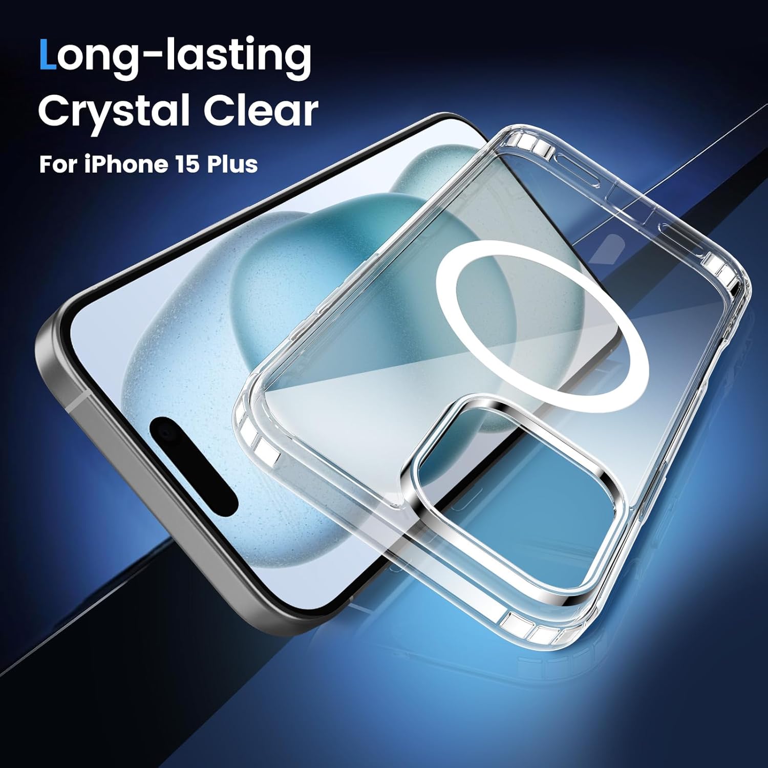 Entronix [Magnetic] Case Compatible with iPhone 15 Plus - [Hard Back] Thick Clear