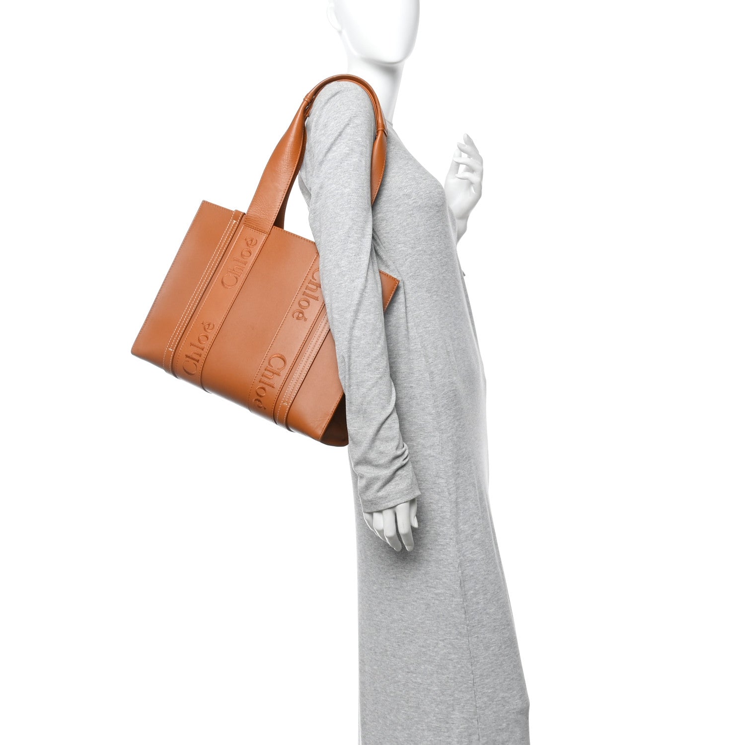 Calfskin Medium Woody Tote Caramel