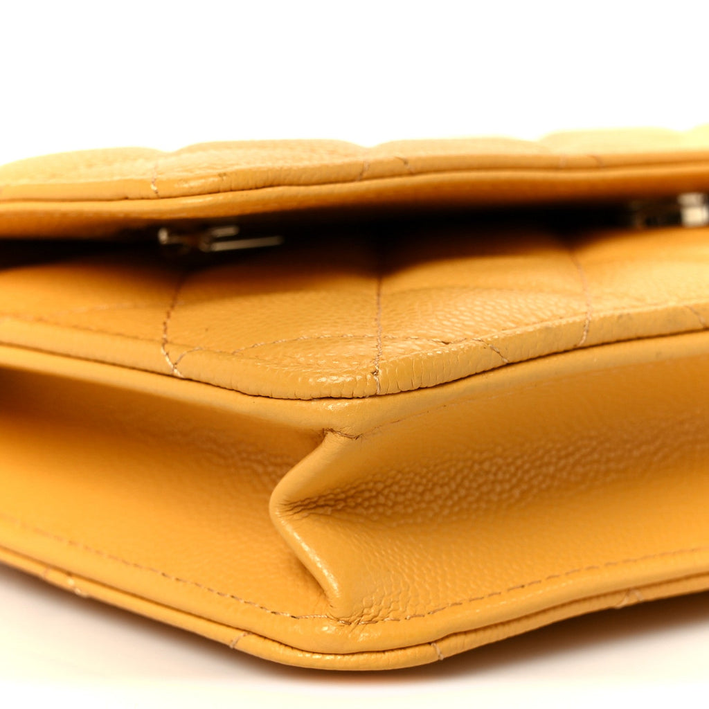 Caviar Quilted Wallet on Chain WOC Yellow