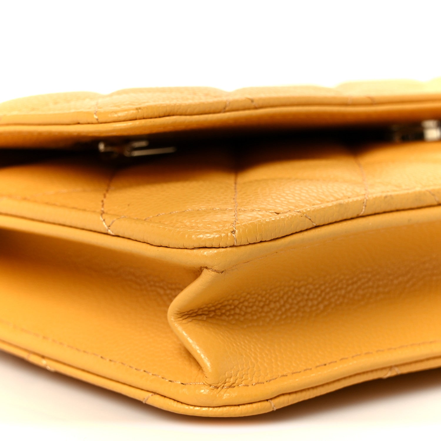 Caviar Quilted Wallet on Chain WOC Yellow