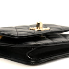 Lambskin Quilted Trendy CC Card Holder On Chain Black