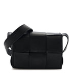 Lambskin Maxi Intrecciato Extra Mini Cassette Crossbody Bag Black