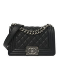 Lambskin Quilted Small Boy Flap Black