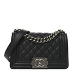 Lambskin Quilted Small Boy Flap Black