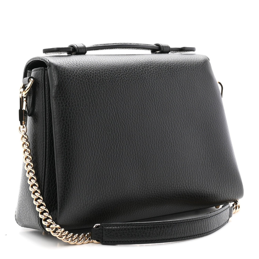 Dollar Calfskin Interlocking G Top Handle Shoulder Bag Black
