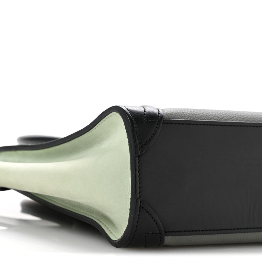 Baby Grained Calfskin Nano Tri-Color Luggage Zinc Almond