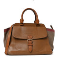 Mega Check Grained Calfskin Medium Harcourt Satchel Saddle Brown